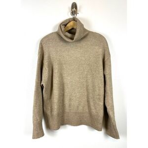 H&M Turtleneck Sweater Tan Beige Knit Wool Blend‎ Medium Neutral Minimalist Soft